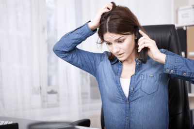 Property Management, Frustrated Woman On Phone