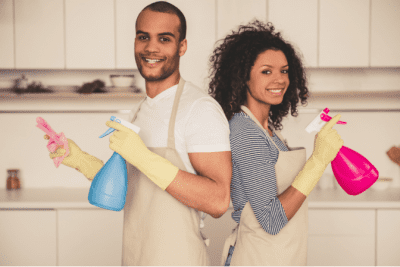 Linen Service and Laundry Hacks, Man and Woman Cleaning